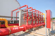 Water and foam line for fire protection system in fuel oil stora