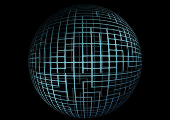 Abstract globe sphere from blue lines on black background