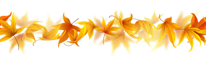 Wall Mural - seamless line of falling autumn maple leaves