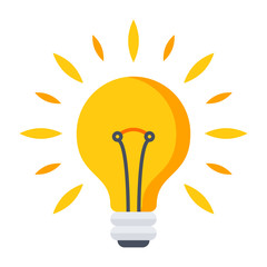 Wall Mural - innovative idea concept with light bulb in flat style.