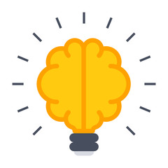 Wall Mural - smart idea concept with brain in flat style.