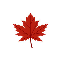 Wall Mural - red autumn leaf icon in flat style isolated on white background. plant symbol