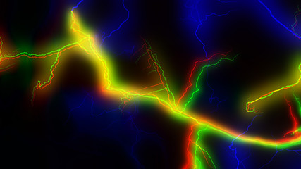 Colourful energy discharge 3d rendering