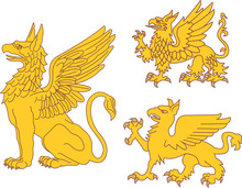 Set Of Heraldic Griffins