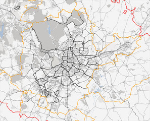 Wall Mural - map of madrid city. spain roads