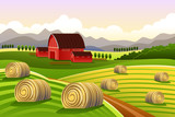 Farm Scene with Rolled Hays