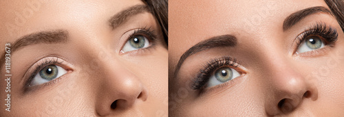 Fotografía La extensión de pestañas y corrección de cejas