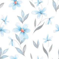  Seamless pattern 50. Background with flowers. Watercolor painting