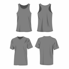 Wall Mural - Grey sport top and t-shirt isolated vector set