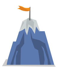 Poster - Mountain peak with flag vector illustration.