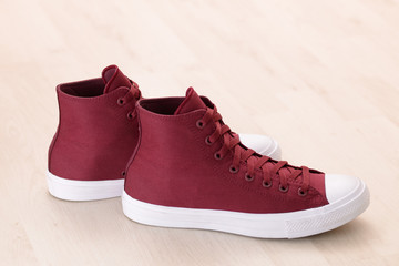 Red canvas sneakers