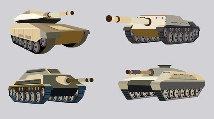 Wall Mural - Military Vector tanks image design set in different variations for your design, illustration needs.