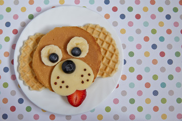 Funny pancakes for kids breakfast