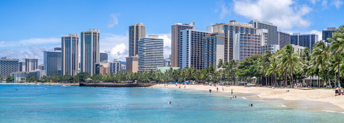 Beautiful Waikiki beach in Honolulu, Hawaii.