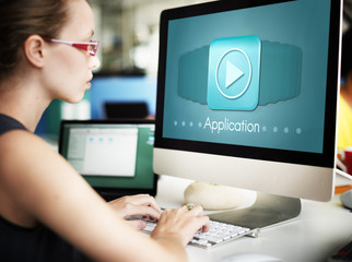 Wall Mural - application program icon apply career concept