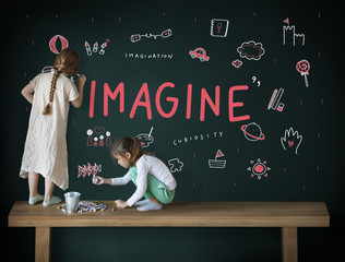 Wall Mural - Imagine Kids Freedom Education Icon Conept