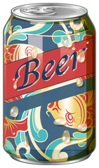 Wall Mural - beer in fancy design can