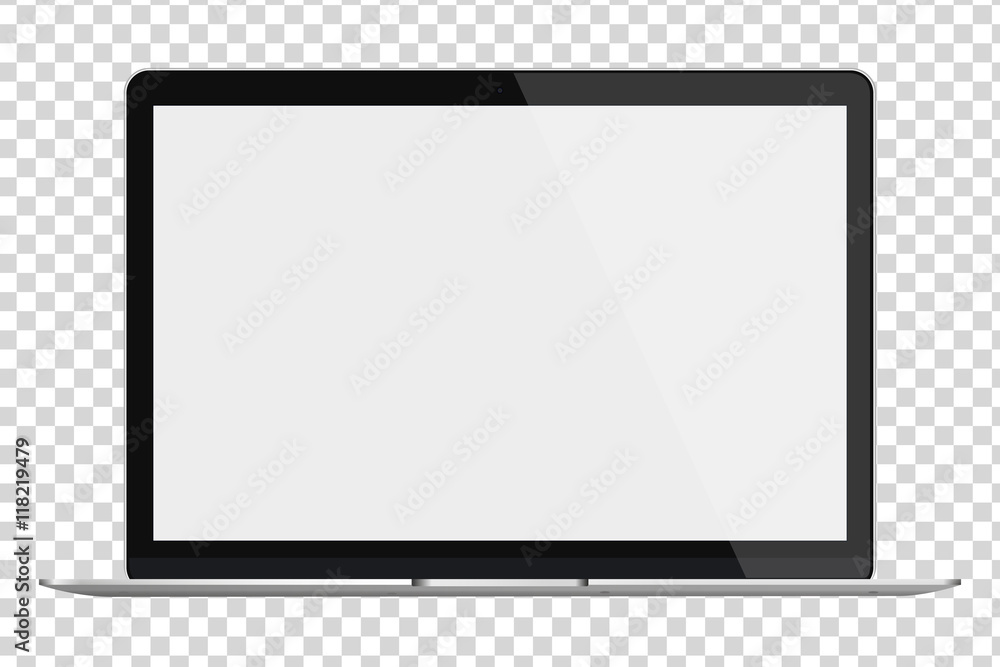Laptop with blank screen isolated on transparent background. - obrazy, fototapety, plakaty 