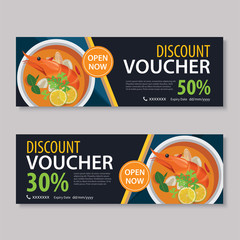 Wall Mural - discount voucher template with thai food flat design