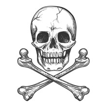 Skull And Crossbones For Tattoo Or Biker Jacket Vector Illustration