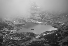 Misty Black And White Lake