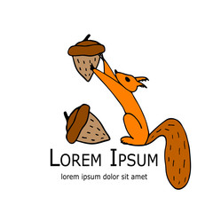 Poster - Funny squirrel with nut for your design