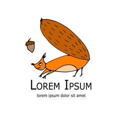 Poster - Funny squirrel with nut for your design