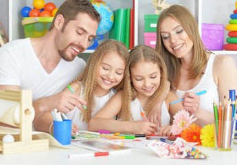 Poster - happy family painting together