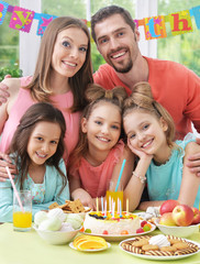 Poster - happy family with tasty food