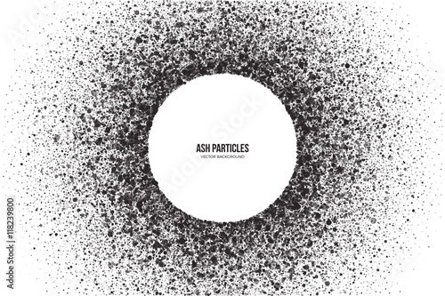Cuadros en Lienzo Abstract vector dark gray round ash particles on white background