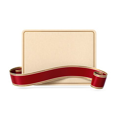 Wall Mural - curled red ribbon banner with rectangle silhouette card