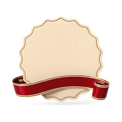 Wall Mural - curled red ribbon banner with seal silhouette card