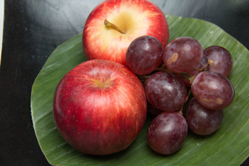 Fresh fruit in a wood bowl