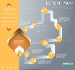 Wall Mural - Thailand Decorative Pattern element for infographic design or workflow chart, number,diagram Yellow Theme
