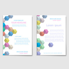 Wall Mural - white brochure cover template with colorful cubes
