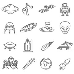 Wall Mural - space icons set thin line design