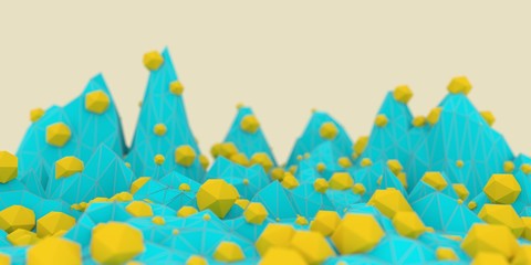 Wall Mural - low poly mountains landscape. 3d illustration. polygonal mosaic background