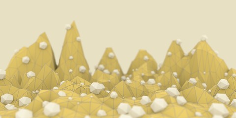 Wall Mural - low poly mountains landscape. 3d illustration. polygonal mosaic background