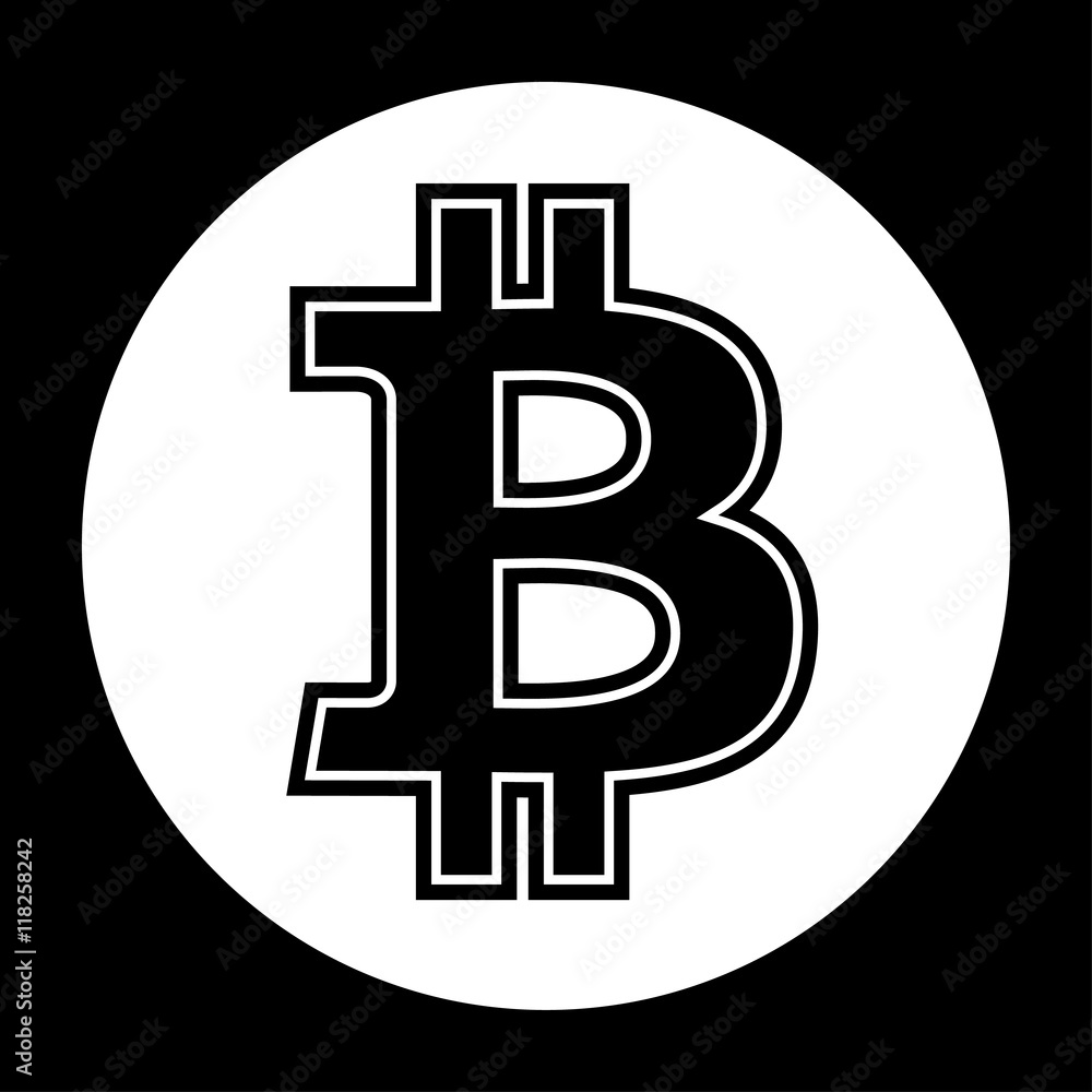 Bitcoin icon black and white vector illustration Stock Vector | Adobe Stock