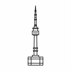 Wall Mural - Namsan tower in Seoul icon in outline style isolated on white background vector illustration