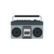 Boom box or radio cassette tape player icon in flat style on a white background