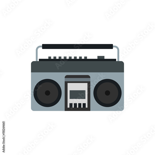 Fotografie, Obraz Boom box or radio cassette tape player icon in flat style on a white background