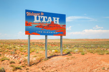 Welcome To Utah Road Sign