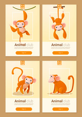 Wall Mural - Animal banner with Monkeys for web design ,vector, illustration