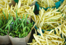 Yellow And Green Beans At The Market
