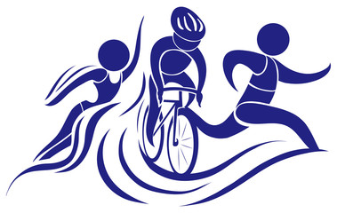 Wall Mural - sport icon for triathlon in blue color