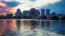 West Palm Beach, Florida City Skyline Day To Night Time Lapse
