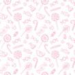 Vector  seamless doodle pattern with candies and lollipops