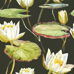 Watercolor lotus pattern