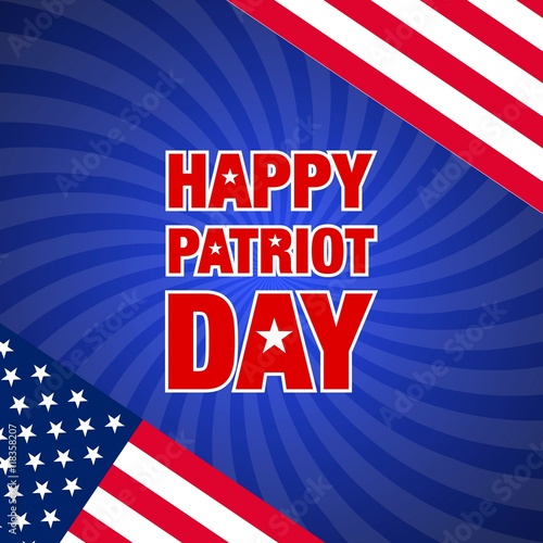 Poster vector illustration with happy patriot day greeting card and usa flag on sunburs